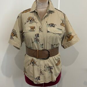 Vintage 80’s Diane Von Furstenberg Safari Camp Shirt |Size Medium